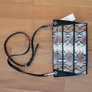 NWT Calvin Klein Garnet Reyna Crossbody‎ Purse Multi Snake Black Tan Brown